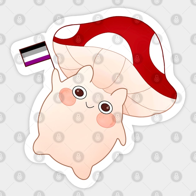 dancing and waving mushroom with asexual pride flag Sticker by Simplephotoqueen